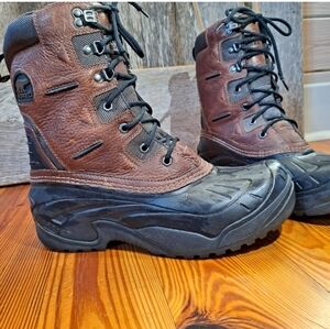 Sorel Men's Avalanche Black Brown Leather 10.5 Insulated Water Proof Boots